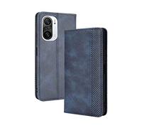 LEYAN Coque Folio Cuir Étui pour Xiaomi Poco F3 / Xiaomi Mi 11i 5G, Antichoc Portefeuille Housse vec Fentes pour Cartes, PU/TPU Bumper Protection Case Cover Fermeture Magnétique (Bleu)