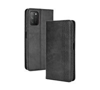 LEYAN Coque Folio Cuir Étui pour Xiaomi Poco M3, Antichoc Portefeuille Housse vec Fentes pour Cartes, PU/TPU Bumper Protection Case Cover tand Fonction (Noir)