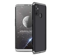 LEYAN Coque pour Oppo A53s / Oppo A53, [3 en 1 Séries] Étui de Antichoc Housse, Protection à 360 Degrés Ultra Mince Mat PC Dur Case Antidérapant Anti Rayure Cover, Argent/Noir