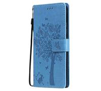LEYAN Coque pour Samsung Galaxy A52 | A52 5G, Housse Flip TPU/PU Portefeuille Cuir Portefeuille Étui avec Carte Fente/Stand Fonction, Embossée Motif Magnétique Case Cover, Bleu