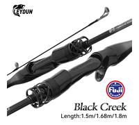 LEYDUN noir ruisseau canne à pêche filature coulée 1.5/1.68/1.8m canne de voyage 2 sections Baitcasting ultraléger tige en Fiber de carbone pôle C602UL
