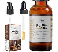 Leyf Huile de jojoba bio 100 ml, 100% pure, végétalien, corps, cheveux, visage, ongles, flacon en verre + pipette en verre + pompe, soin hydratant, nourrisseur, huile corporelle raffermissante