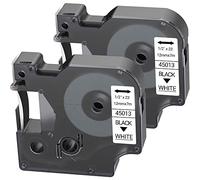 Leyf Lot de 2 rubans d'étiquettes compatibles avec Dymo D1 45013 S0720530 12 mm x 7 mm pour Dymo LabelManager 160 280 210D 360D 420P 500TS Labelpoint 250 150 450 Duo Imperméables Noir sur blanc