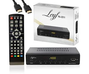 LEYF PA-2211 Décodeur TNT, Full HD 1080p, Chaînes gratuites, DVB T2, Tuner TNT, Décodeur TV (HDTV,SCART,USB) HD pour TV + HD câble