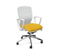 LEYFORM fauteuil de bureau SPRINT RE avec accoudoirs fixe, base en aluminium poli et pièces en plastique blanc (Cat. F et résille - aluminium et [...]