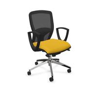 LEYFORM fauteuil de bureau SPRINT RE avec accoudoirs fixe, base en aluminium poli et pièces en plastique noir (Cat. D et résille - aluminium et [...]