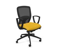 LEYFORM fauteuil de bureau SPRINT RE avec accoudoirs fixe et la base noire (Cat. D et résille - Nylon et tissu)