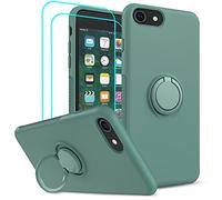 LeYi Compatible avec iPhone 8, iPhone 7, iPhone SE 2022/2020, iPhone 6S/6 avec 2 protecteurs d'écran en verre, coque de téléphone en silicone liquide résistant aux chocs pour iPhone 8, vert