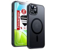LeYi Coque de protection pour iPhone 13 avec verre de protection blindé [pour MagSafe] - Protection de l'appareil photo - Film de protection d'écran magnétique antidérapant - Noir mat - Noir