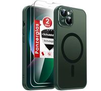 LeYi Coque de protection pour iPhone 13, verte, avec protection blindée en verre blindé 2X, [pour MagSafe] magnétique i Phone 13, protection de l'appareil photo, film de protection d'écran