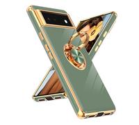 LeYi Coque de téléphone pour Google Pixel 6 : anneau rotatif à 360°, béquille magnétique, coque de protection plaquée or rose pour Google Pixel 6, L-vert