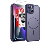 LeYi Coque Magnétique pour iPhone 13 6,1 Pouces, avec 2 Verre Trempé, Compatible avec MagSafe, Protection Intégrale de l'appareil Photo, Étui Housse Antichoc Bumper TPU, Bleu