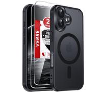 LeYi Coque Magnétique pour iPhone 16 6,1 Pouces, avec 2 Verre Trempé, Compatible avec MagSafe, Étui Housse Antichoc Bumper TPU Dos Translucide Mat Fine, Noir