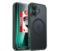 LeYi Coque Magnétique pour iPhone 16 6,1 Pouces, avec 2 Verre Trempé, Vert