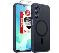 LeYi Coque Magnétique pour Samsung Galaxy A16 / A 16, avec 2 Verre Trempé, Compatible avec MagSafe, Étui Housse Antichoc Bumper TPU Dos Translucide Mat Fine, Bleu