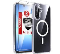 LeYi Coque Magnétique pour Samsung Galaxy A17 5G, avec 2 Verre Trempé, Compatible avec MagSafe,Dos Anti Rayures Coque Antichoc TPU Bumper Samsung A 17 Housse, Transparente
