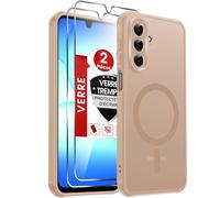 LeYi Coque Magnétique pour Samsung Galaxy A17 / A 17 5G, avec 2 Verre Trempé, Compatible avec MagSafe, Étui Housse Antichoc Bumper TPU Dos Translucide Mat Fine, Or