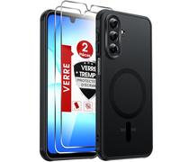 LeYi Coque Magnétique pour Samsung Galaxy A17 / A 17 5G, avec 2 Verre Trempé, Compatible avec MagSafe, Étui Housse Antichoc Bumper TPU Dos Translucide Mat Fine, Noir