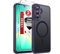 LeYi Coque Magnétique pour Samsung Galaxy A26 / A 26 5G, avec 2 Verre Trempé, Compatible avec MagSafe, Étui Housse Antichoc Bumper TPU Dos Translucide Mat Fine, Violet