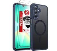 LeYi Coque Magnétique pour Samsung Galaxy A26 / A 26 5G, avec 2 Verre Trempé, Compatible avec MagSafe, Étui Housse Antichoc Bumper TPU Dos Translucide Mat Fine, Bleu