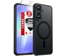 LeYi Coque Magnétique pour Samsung Galaxy A36 / A 36 5G, avec 2 Verre Trempé, Compatible avec MagSafe, Étui Housse Antichoc Bumper TPU Dos Translucide Mat Fine, Noir
