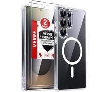 LeYi Coque Magnétique pour Samsung Galaxy S25 Ultra, avec 2 Verre Trempé, Compatible avec MagSafe,Dos Anti Rayures Coque Antichoc TPU Bumper Samsung S25 Ultra Housse, Transparente