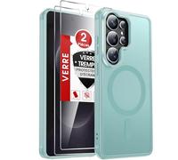 LeYi Coque Magnétique pour Samsung Galaxy S26 Ultra, avec 2 Verre Trempé, Compatible avec MagSafe, Étui Housse Antichoc Bumper TPU Dos Translucide Mat Fine, Menthe