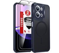 LeYi Coque Magnétique pour Xiaomi Redmi 15C / 15 C, avec 2 Verre Trempé, Compatible avec MagSafe, Étui Housse Antichoc Bumper TPU Dos Translucide Mat Fine, Bleu