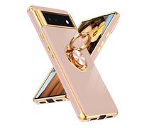 LeYi Coque pour Google Pixel 6 : anneau rotatif à 360°, béquille magnétique, protection des bords plaqués or rose pour Google Pixel 6, rose