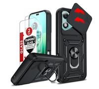 LeYi Coque pour Honor 400 Lite 5G Antichoc avec 2*Verre Trempé+Full Protection Caméra Coulissante,Anneau Support, Étui de PC Dur et TPU Silicone Militaire Anti-Rayures Coque,Noir