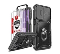 LeYi Coque pour Samsung A23 5G Antichoc Protection de la Caméra: 2 Verre Trempé,Samsung A23 4G et Anneau Support, PC Dur Anti-Chut Renforcée Armor Heavy Duty Bumper Housse Etui Coque Galaxy A23 Noir