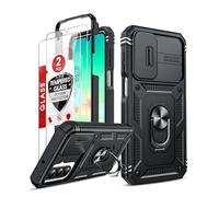LeYi Coque pour Samsung A26/A 26 5G avec 2*Verre Trempé+Anneau Support,Full Protection de la Caméra en PC Dur Anti-Chut Renforcée Armor Heavy Duty Antichoc Bumper Housse Etui，Noir