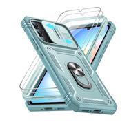 LeYi Coque pour Samsung A34 5G/A 34 Antichoc: 2 Verre Trempé+ Anneau Support,Protection de la Caméra PC Dur Anti-Chut Renforcée Armor Heavy Duty Bumper Housse Etui Coque Galaxy A34-Vert