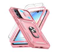 LeYi Coque pour Samsung A34 5G/A 34 Antichoc: 2 Verre Trempé+ Anneau Support,Protection de la Caméra PC Dur Anti-Chut Renforcée Armor Heavy Duty Bumper Housse Etui Coque Galaxy A34-Rose