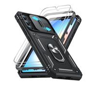 LeYi Coque pour Samsung A34 5G/A 34 Antichoc: 2 Verre Trempé+ Anneau Support,Protection de la Caméra PC Dur Anti-Chut Renforcée Armor Heavy Duty Bumper Housse Etui Coque Galaxy A34-Noir