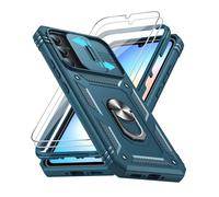 LeYi Coque pour Samsung A34 5G/A 34 Antichoc: 2 Verre Trempé+ Anneau Support,Protection de la Caméra PC Dur Anti-Chut Renforcée Armor Heavy Duty Bumper Housse Etui Coque Galaxy A34-Bleu
