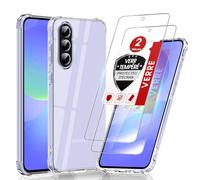 LeYi Coque pour Samsung A36 5G avec 2 Verre Trempé Vitre Protection, Etui Ultra Mince Housse de Protection Silicone Souple Bumper Antichoc Étui pour Samsung Galaxy A36 5G, Trasparente