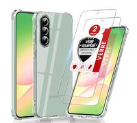LeYi Coque pour Samsung A56 5G avec 2 Verre Trempé Vitre Protection, Etui Ultra Mince Housse de Protection Silicone Souple Bumper Antichoc Étui pour Samsung Galaxy A56 5G, Trasparente