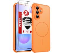 LeYi Coque pour Samsung A57 / A 57 5G, avec 2 Verre Trempé-Orange Bicolore | Étui Housse Magnétique pour Samsung A57, Compatible avec MagSafe, Étui Housse Antichoc Bumper TPU Dos Translucide Mat Fine