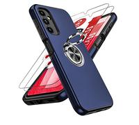 LeYi Coque pour Samsung Galaxy A14 4G/5G avec 2 Verre Trempé Vitre Protection et Anneau Telephone, Militaire PC et TPU Silicone Etui Antichoc Housse pour Samsung A 14 4G/5G - Bleu