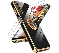 LeYi Coque pour Samsung Galaxy A14 4G/5G avec 2 Verre Trempé Vitre Protection et Anneau Telephone Rotatif à 360°, Mince en TPU Souple Etui Antichoc Housse pour Samsung Galaxy A 14 - Noir