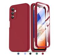 LeYi Coque pour Samsung Galaxy A14 4G/5G avec Protection écran, 360 Degrés Intégrale Housse Avant et Arrière, Anti-Scratch Étui Double Face Bumper Antichoc Case pour Samsung Galaxy A 14 - Bordeaux