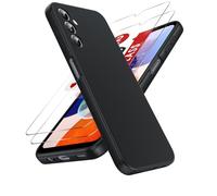 LeYi Coque pour Samsung Galaxy A14 5G, coque A14 5G avec lot de 2 protecteurs d'écran en verre trempé pour homme et femme, coque de protection en silicone liquide fine et soyeuse pour Samsung A14 5G, noir