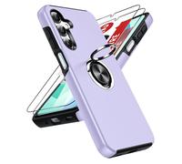 LeYi Coque pour Samsung Galaxy A16 avec 2 Verre Trempé Vitre Protection et Anneau Telephone Invisible, Militaire PC et TPU Etui Antichoc Housse pour Samsung A16 - Mauve