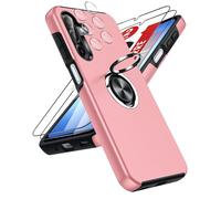 LeYi Coque pour Samsung Galaxy A17 5G avec 2 Verre Trempé Vitre Protection, 2 Protection Camera et Anneau Telephone Invisible, Militaire PC et TPU Etui Antichoc Housse pour Samsung A17 5G - Rose