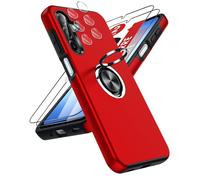 LeYi Coque pour Samsung Galaxy A17 5G avec 2 Verre Trempé Vitre Protection, 2 Protection Camera et Anneau Telephone Invisible, Militaire PC et TPU Etui Antichoc Housse pour Samsung A17 5G - Rouge