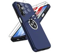 LeYi Coque pour Samsung Galaxy A17 5G avec 2 Verre Trempé Vitre Protection, 2 Protection Camera et Anneau Telephone Invisible, Militaire PC et TPU Etui Antichoc Housse pour Samsung A17 5G - Bleu