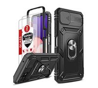 LeYi Coque pour Samsung Galaxy A22 5G avec 2 Verre Trempé, 360 Full Body Protection de la Caméra en PC Dur Anti-Chut Renforcée Armor Heavy Duty Antichoc Bumper Housse Etui pour Samsung A22 5G Noir
