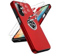 LeYi Coque pour Samsung Galaxy A26 / A 26 5G avec 2 Verre Trempé 2 Protection Camera, Telephone 256 Go/128 de Housses Protection Téléphone Case Portables Silicone Antichoc et Anneau Étui - Rouge