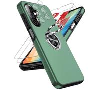 LeYi Coque pour Samsung Galaxy A26 / A 26 5G avec 2 Verre Trempé 2 Protection Camera, Telephone 256 Go/128 de Housses Protection Téléphone Case Portables Silicone Antichoc et Anneau Étui - Vert Clair
